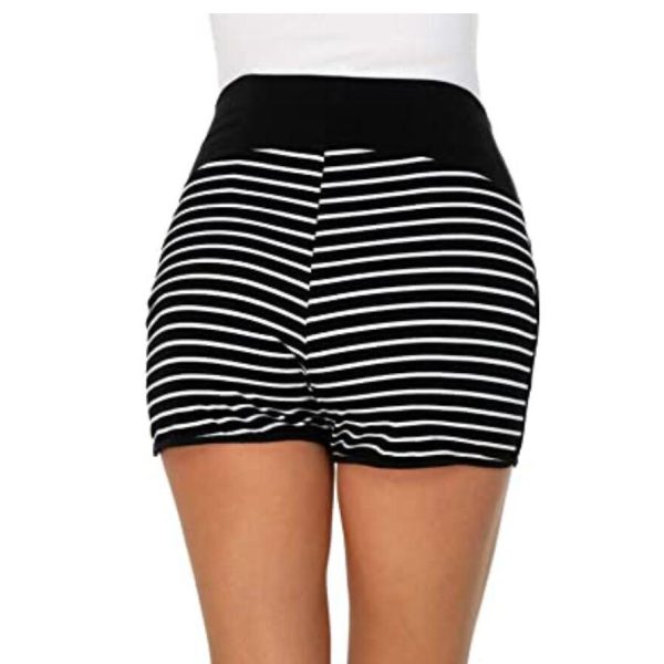 Women's Maternity Shorts Casual Elastic Waist Striped Maternity Belt Pockets - Image 2