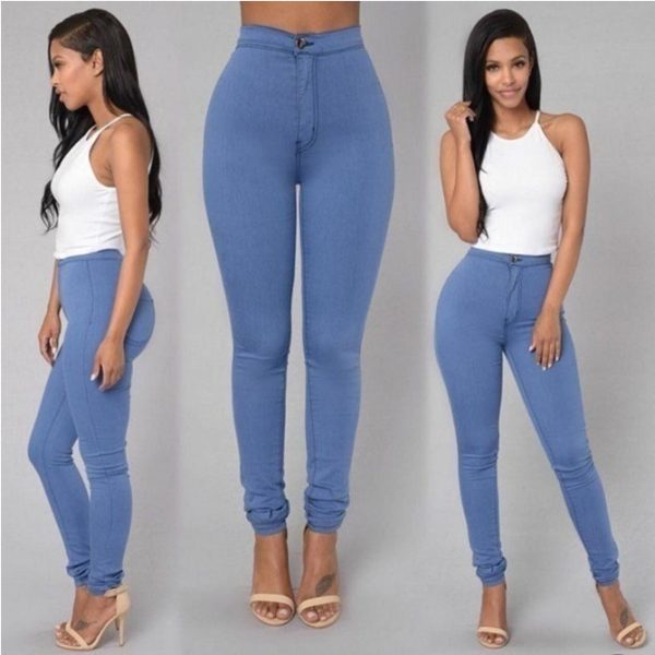 Casual Pants For Women High Waist Stretch Slim Trouser Skinny Candy Color Jeans - Image 6