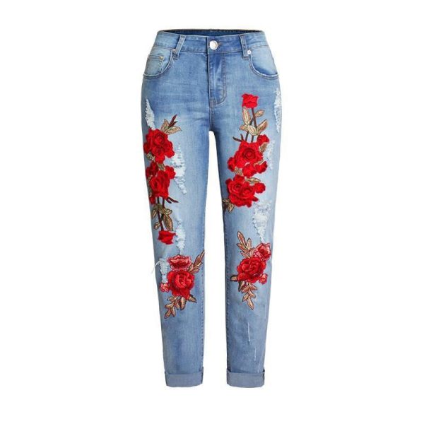 Summer Long Jeans Loose Women Hole Pants Plus Size - Image 4