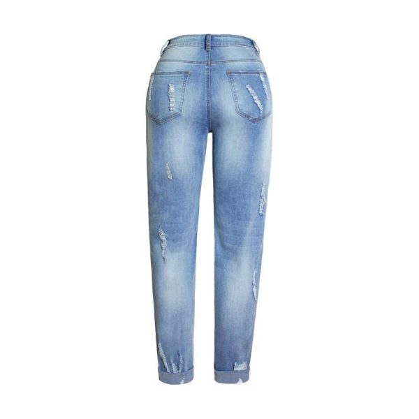Summer Long Jeans Loose Women Hole Pants Plus Size - Image 3