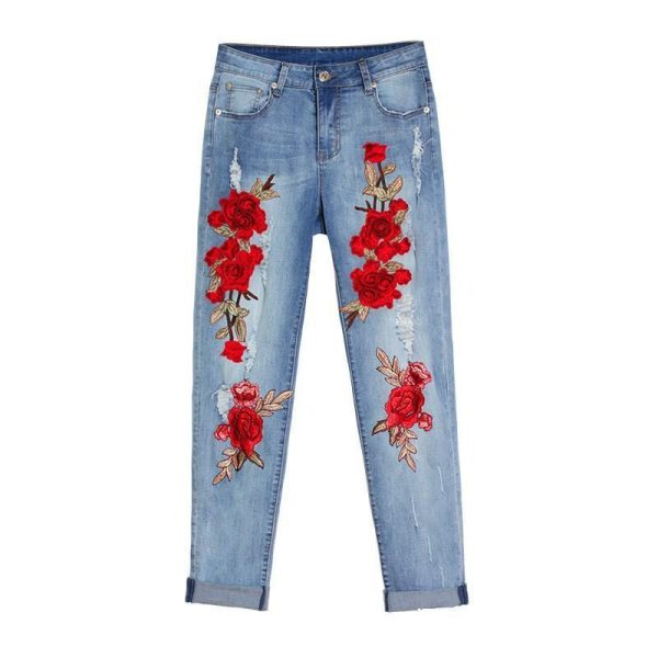 Summer Long Jeans Loose Women Hole Pants Plus Size - Image 5