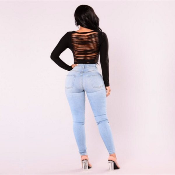 Cross-Border Supply 2017 New AliExpress EBay Amazon Wish Explosion Light Color Stretch Jeans Women - Image 3