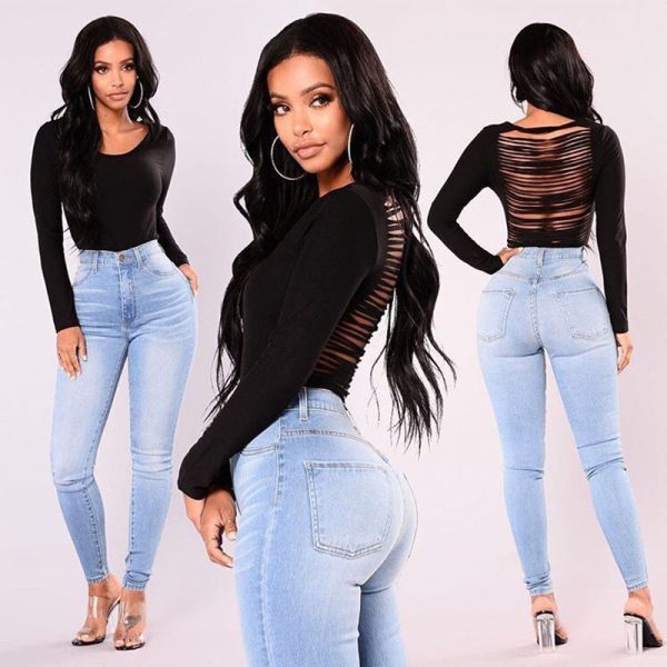 Cross-Border Supply 2017 New AliExpress EBay Amazon Wish Explosion Light Color Stretch Jeans Women - Image 4
