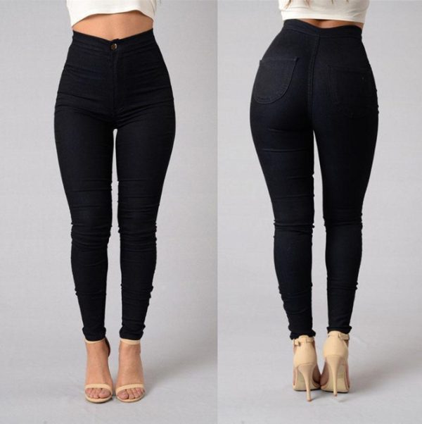 Casual Pants For Women High Waist Stretch Slim Trouser Skinny Candy Color Jeans - Image 5