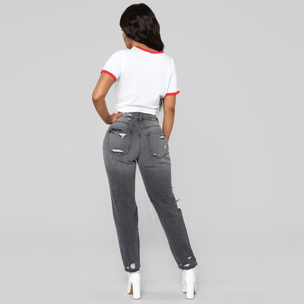 Ripped big hole fashion Jeans Women High Waist skinny pencil Denim Pants Elastic Stretch sexy slim fit gray Jeans women S-2XL - Image 4