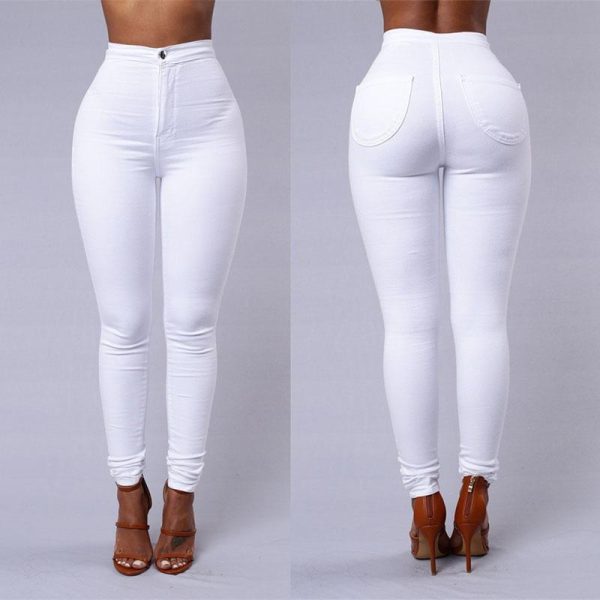 Casual Pants For Women High Waist Stretch Slim Trouser Skinny Candy Color Jeans - Image 3