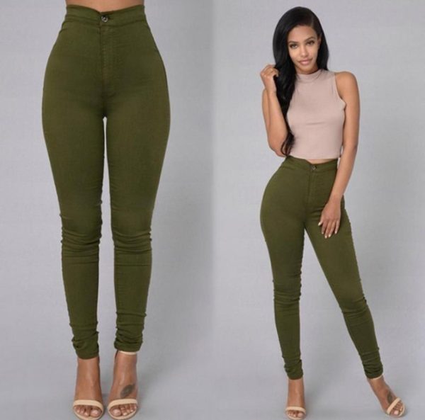 Casual Pants For Women High Waist Stretch Slim Trouser Skinny Candy Color Jeans - Image 4