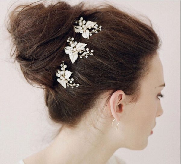 European style exquisite handmade jewelry bride bride wedding dress headdress hairpin leaves wedding jewelry accessories - Image 3