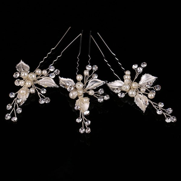 European style exquisite handmade jewelry bride bride wedding dress headdress hairpin leaves wedding jewelry accessories - Image 4
