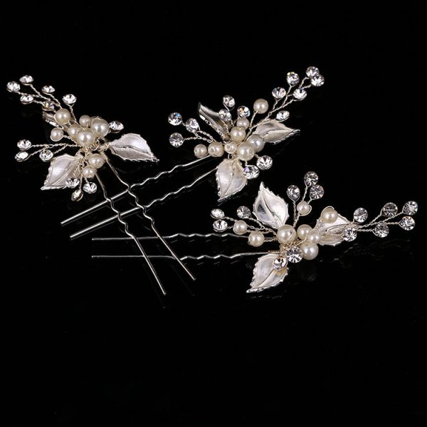 European style exquisite handmade jewelry bride bride wedding dress headdress hairpin leaves wedding jewelry accessories - Image 5