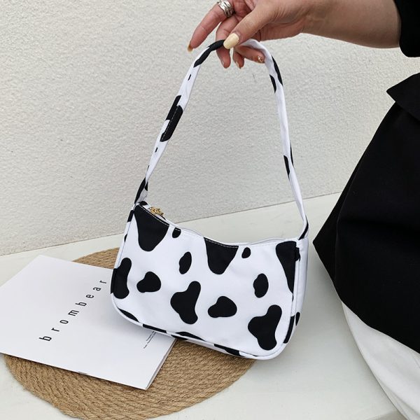 Women Handbag Butterfly Cow Leopard Printed Pattern Underarm Bags Small Shoulder Bag - Image 2