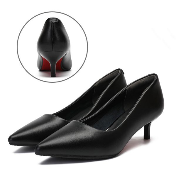 Leather Work Shoes Women Black - Image 6