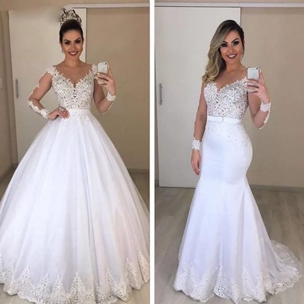 Applique Long Sleeve Wedding Dress Wedding Dress Bridal Gown - Image 2