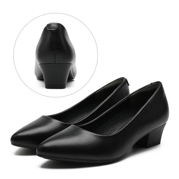 Leather Work Shoes Women Black - Image 5