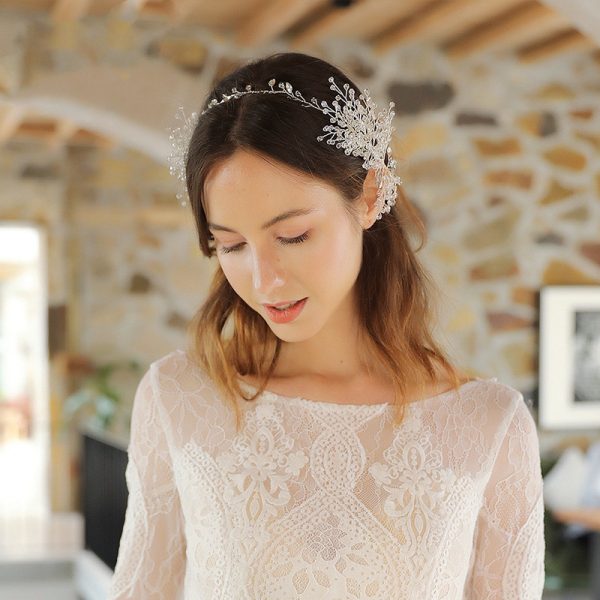 Hand-woven Rhinestone Headband Wedding Dress Headdress - Image 3