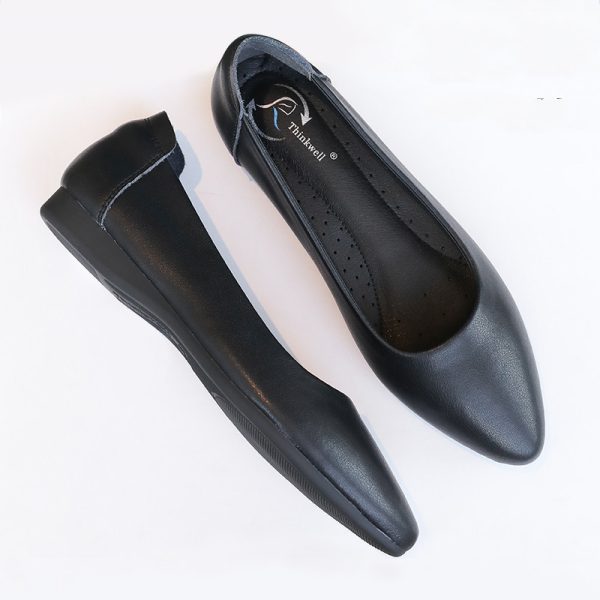Leather Work Shoes Women Black - Image 2