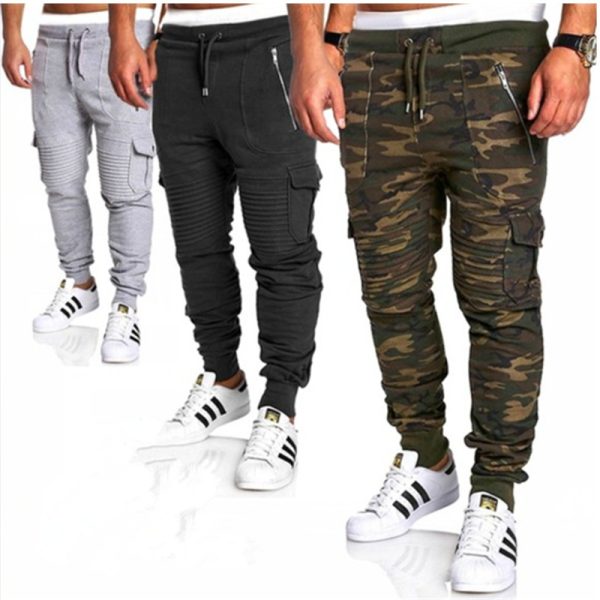 Sports Pants Striped Pleated Casual Men - Image 2