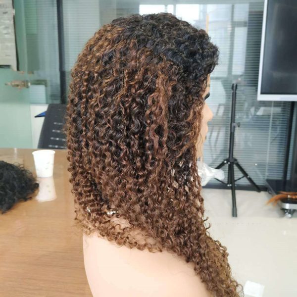 10A Ombre Human Hair Kinky Curly 4x4 Lace Front Wigs T1B 30 - Image 4