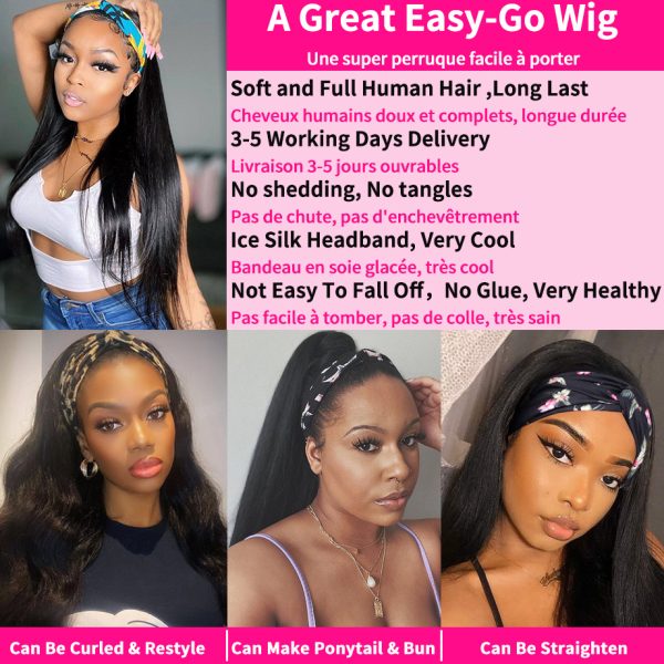 Human Hair No Lace Headband Wig - Image 4