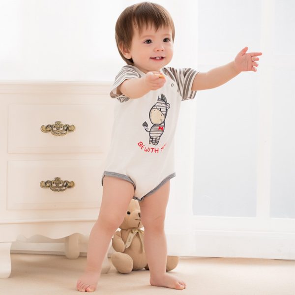 Baby Short-sleeved Fart Clothes Baby Jumpsuit Triangle Newborn Baby Romper Summer - Image 3