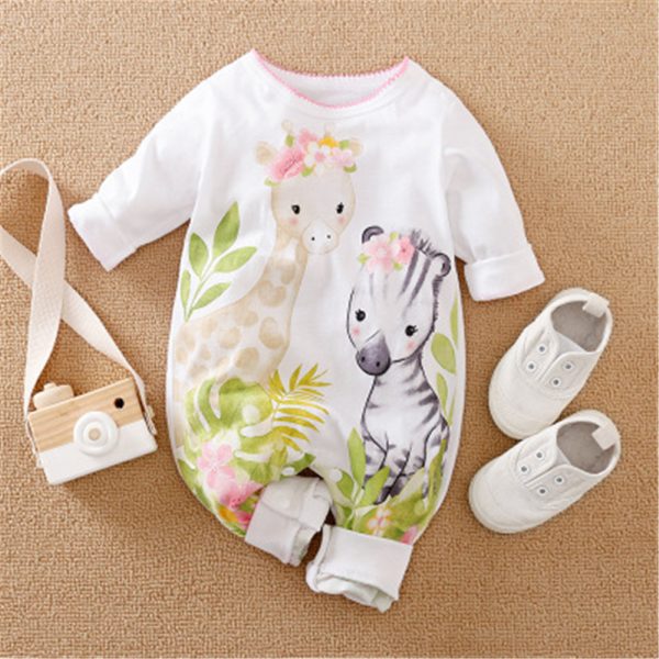 Cross-Border European And American Ins Baby Onesies Spring And Autumn Cotton Baby Cartoon Crawling Clothes Newborn Clothes Baby - Image 4