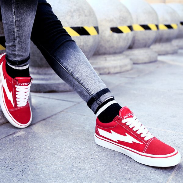 Lightning shoes for men and women couple models low to help retro vulcanized canvas skate shoes - Image 3