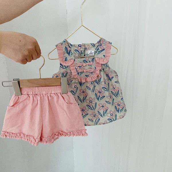 Lace top skirt suit baby clothes - Image 2