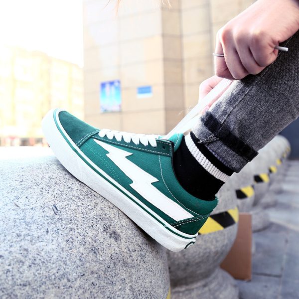 Lightning shoes for men and women couple models low to help retro vulcanized canvas skate shoes - Image 2
