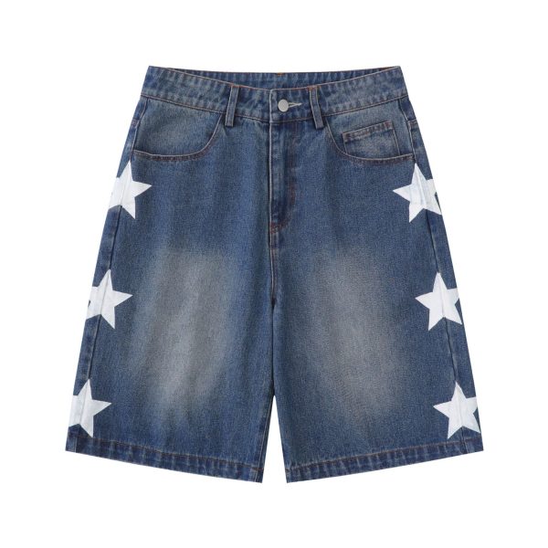Mens Fashion Vintage Star Patch Jeans - Image 7