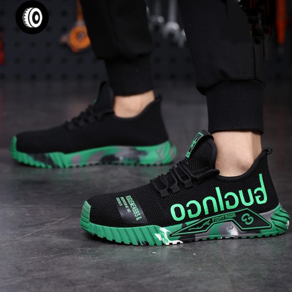 Indestructible Steel Toe Work Shoes For Men Letter Print Puncture Proof Sneakers - Image 5