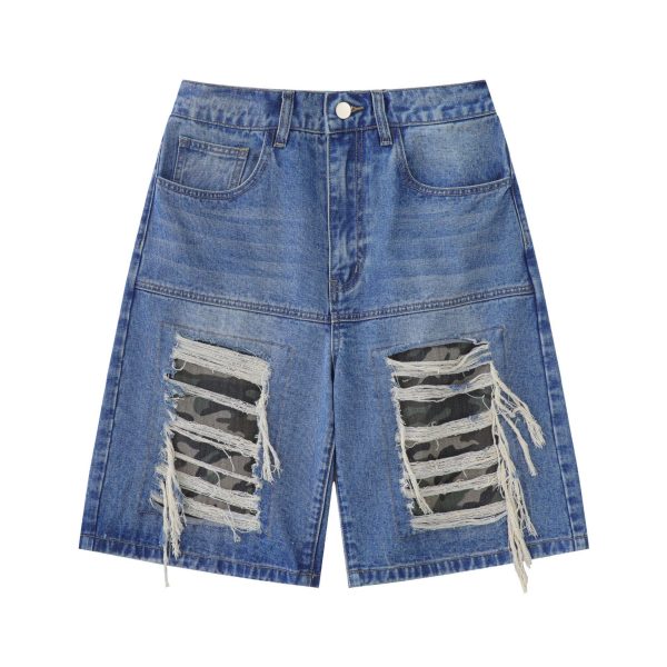 Mens Fashion Vintage Star Patch Jeans - Image 4
