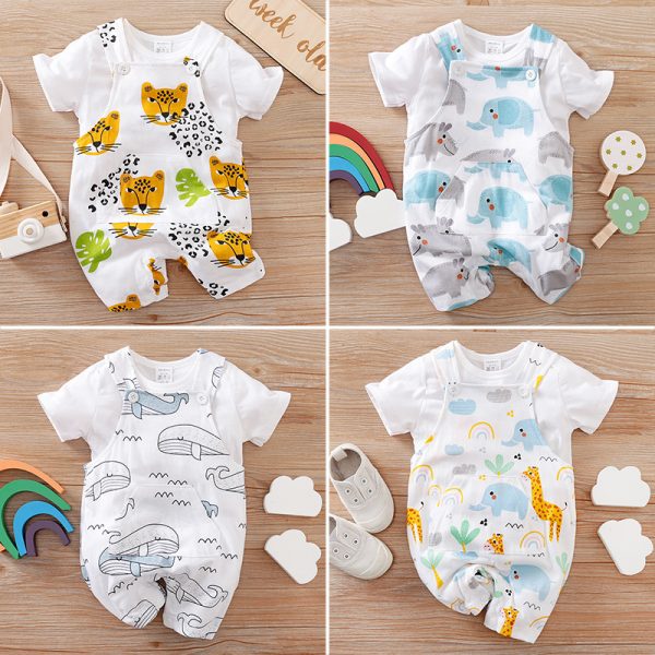 Two-piece Baby Clothes Clothing Summer Newborn Thin Baby Going Out Clothes Cartoon Strap Children's Suit - Image 6