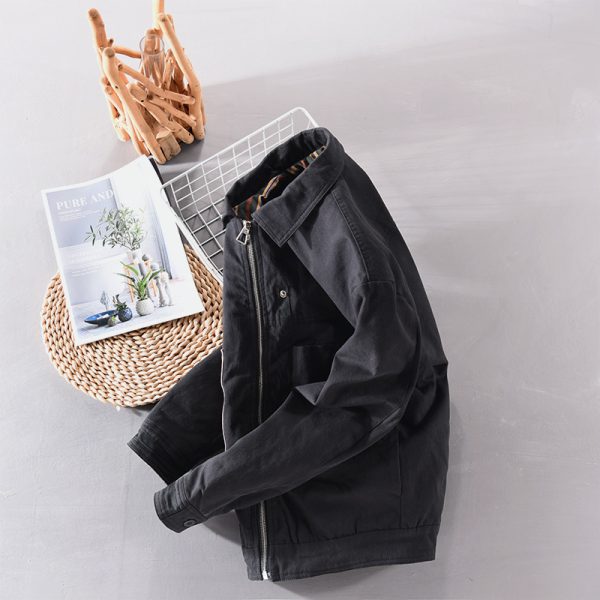 Mens Casual Patchwork Striped Contrast Jacket - Image 2