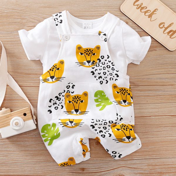 Two-piece Baby Clothes Clothing Summer Newborn Thin Baby Going Out Clothes Cartoon Strap Children's Suit - Image 8