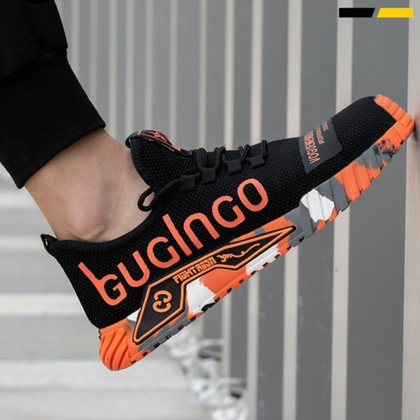 Indestructible Steel Toe Work Shoes For Men Letter Print Puncture Proof Sneakers - Image 7