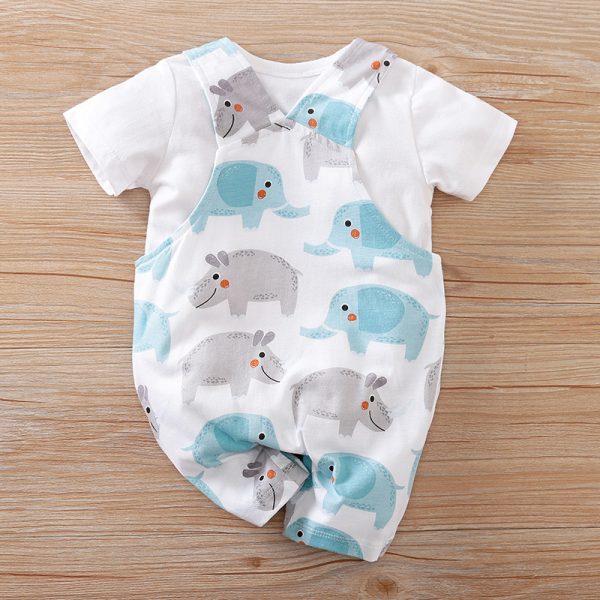 Two-piece Baby Clothes Clothing Summer Newborn Thin Baby Going Out Clothes Cartoon Strap Children's Suit - Image 7
