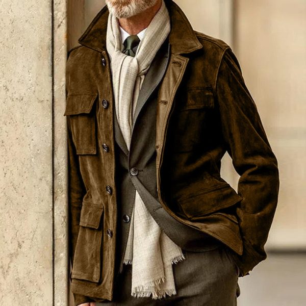 Men's Suede Casual Fashion Jacket Men - Image 2