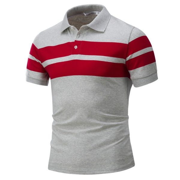 Men's Slim-fit Striped Short Sleeves T-shirt European And American Leisure Polo Shirt Foreign Trade Men Short T-shirt - Image 8