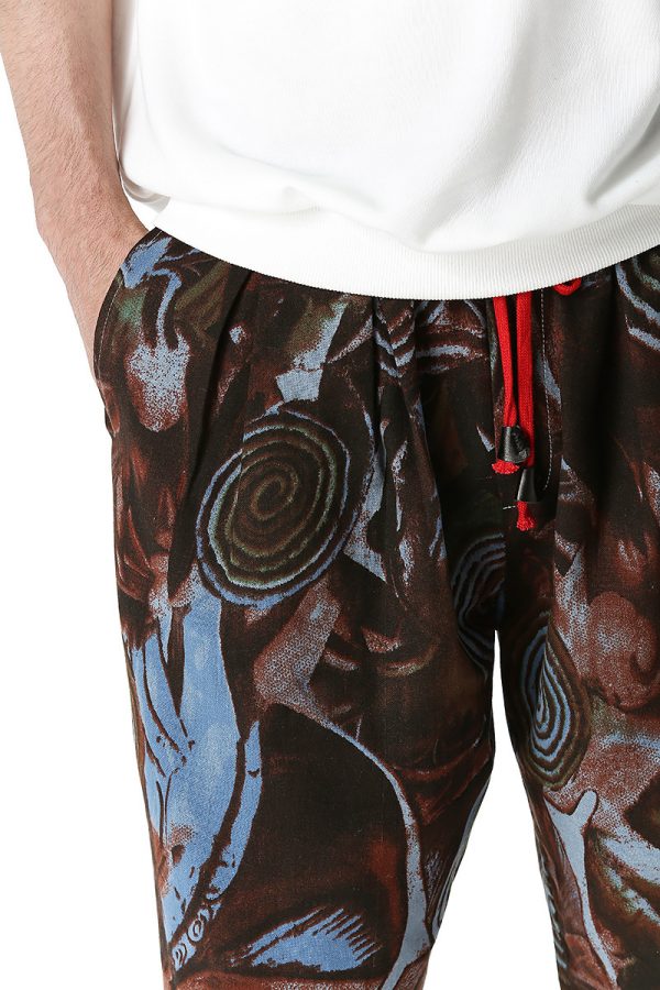 Men's Cotton And Linen Print Pencil Pants - Image 8