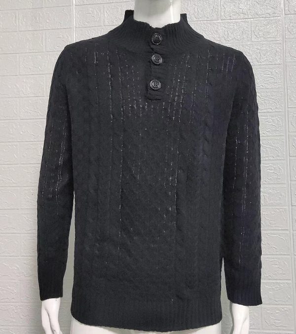 New Sweater Men's Solid Half High Neck Slim Long Sleeve - Image 7