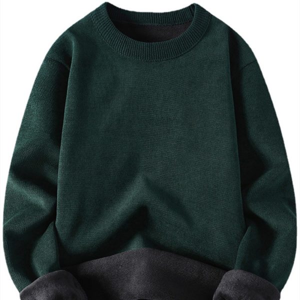 Plush Men's Round Neck Simple Solid Color Sweater