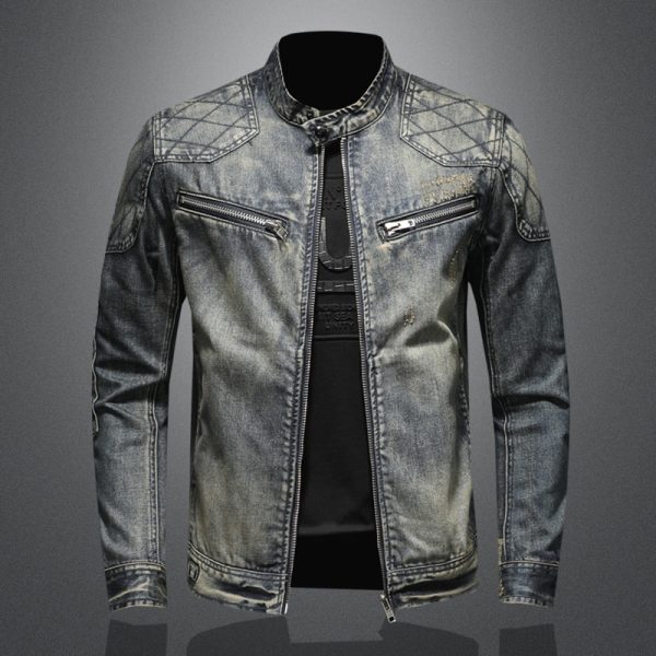 Vintage Zipper Jacket Coat For Men - Image 10