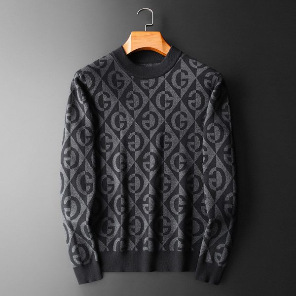 Men's Cardigan Thick Half Turtleneck Sweater Crewneck Slim - Image 2