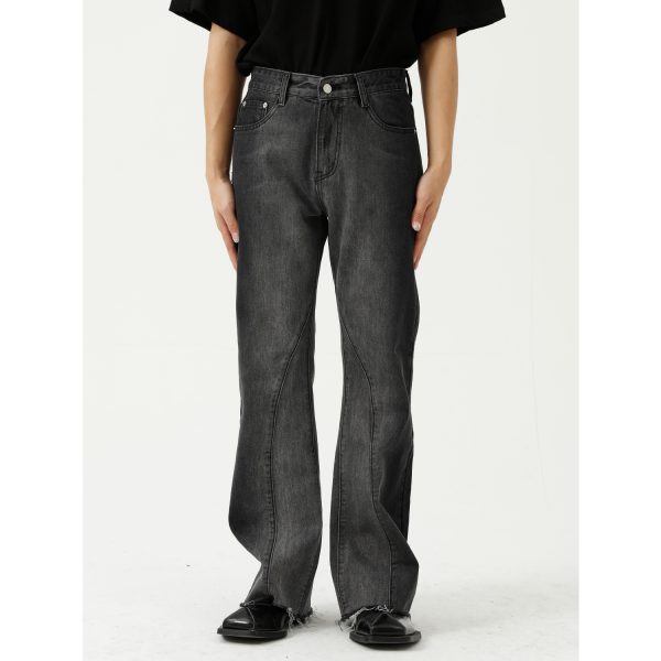 Men's Contrast Tie-Dye Gradient Micro Flare Jeans - Image 5