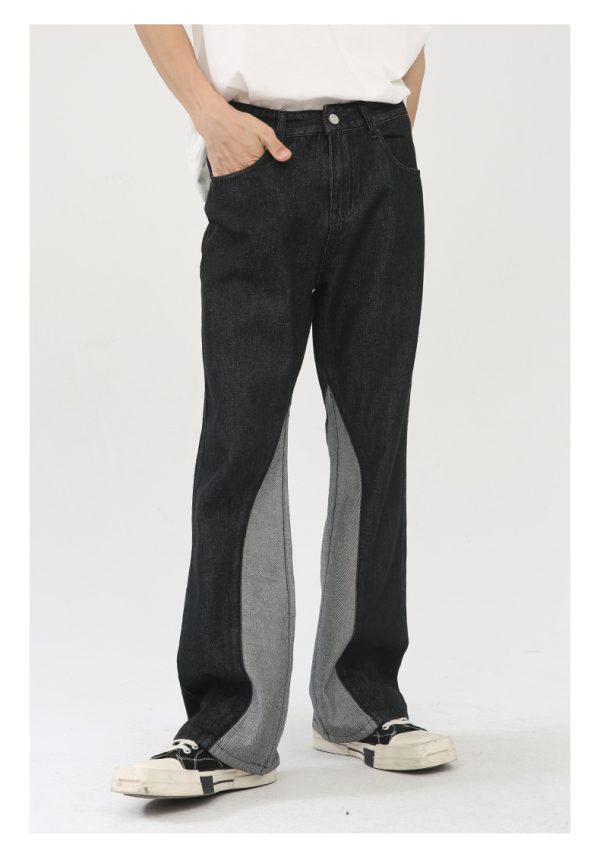 Men's spliced leg length flared jeans - Image 4