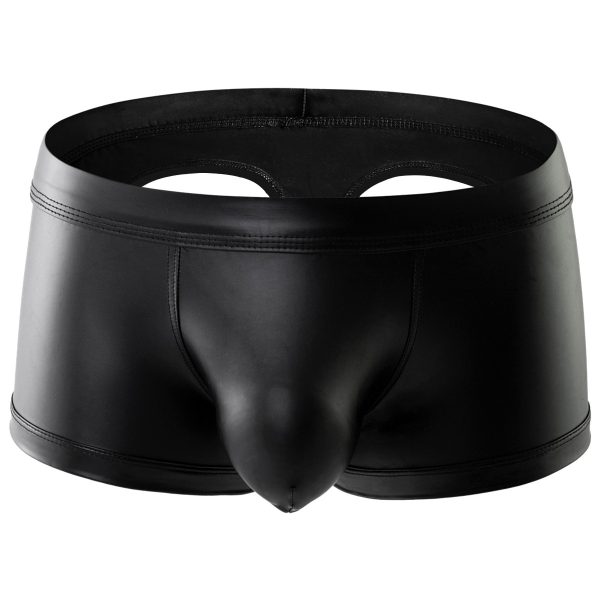 Men's Faux Leather Underwear Hip-exposed Design Back Hollow Boxers - Image 5