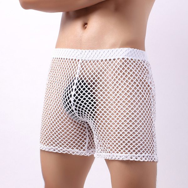 Mesh Men's Middle Hollow-out Cropped Shorts