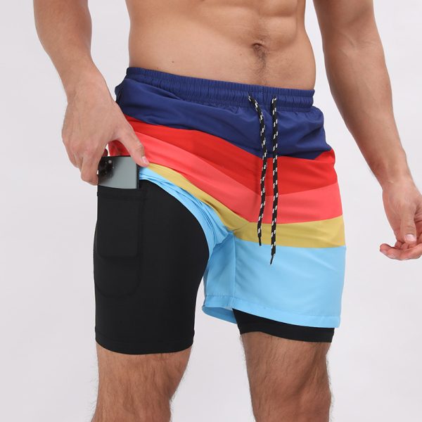 Gradient Printed Beach Shorts Double Layer Casual Sport Shorts - Image 7