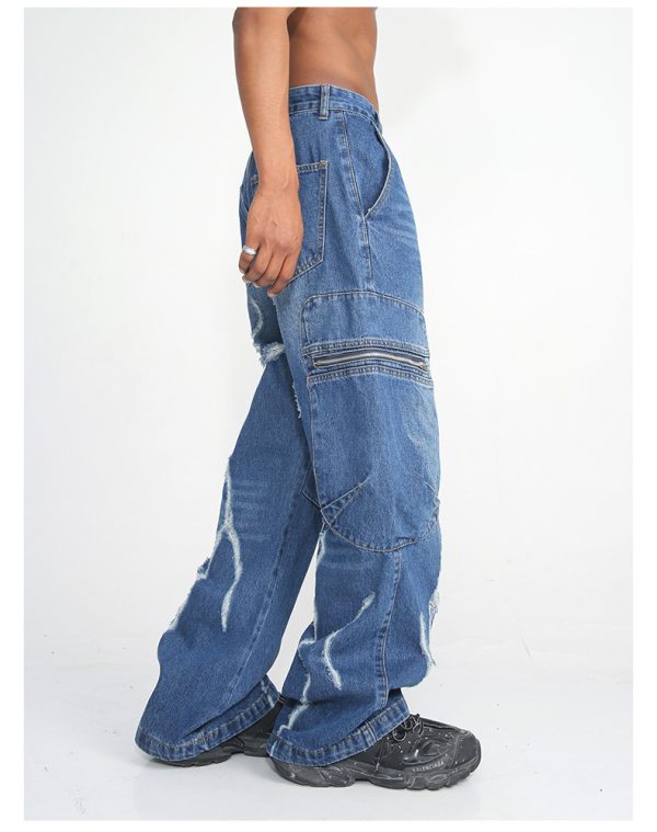 Loose Straight Zipper Hip Hop Men's Cargo Pants - Image 5