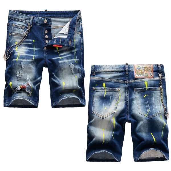 Men's Summer Paint Dot Hole Patch Shorts - Image 5
